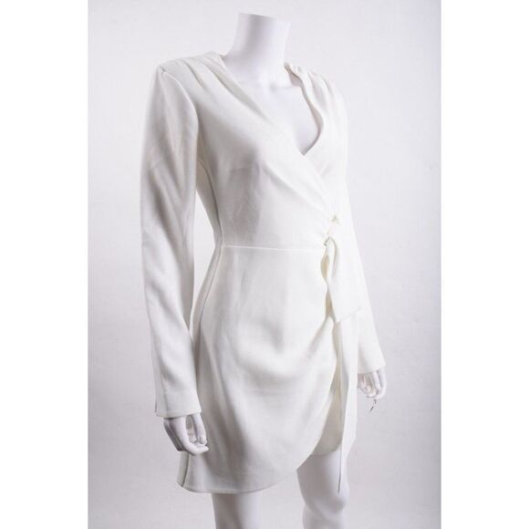 Cinq a Sept Womens Sierra Dress Wrap Mini White Long Sleeve V Neck US 4 NWT - Picture 2 of 6